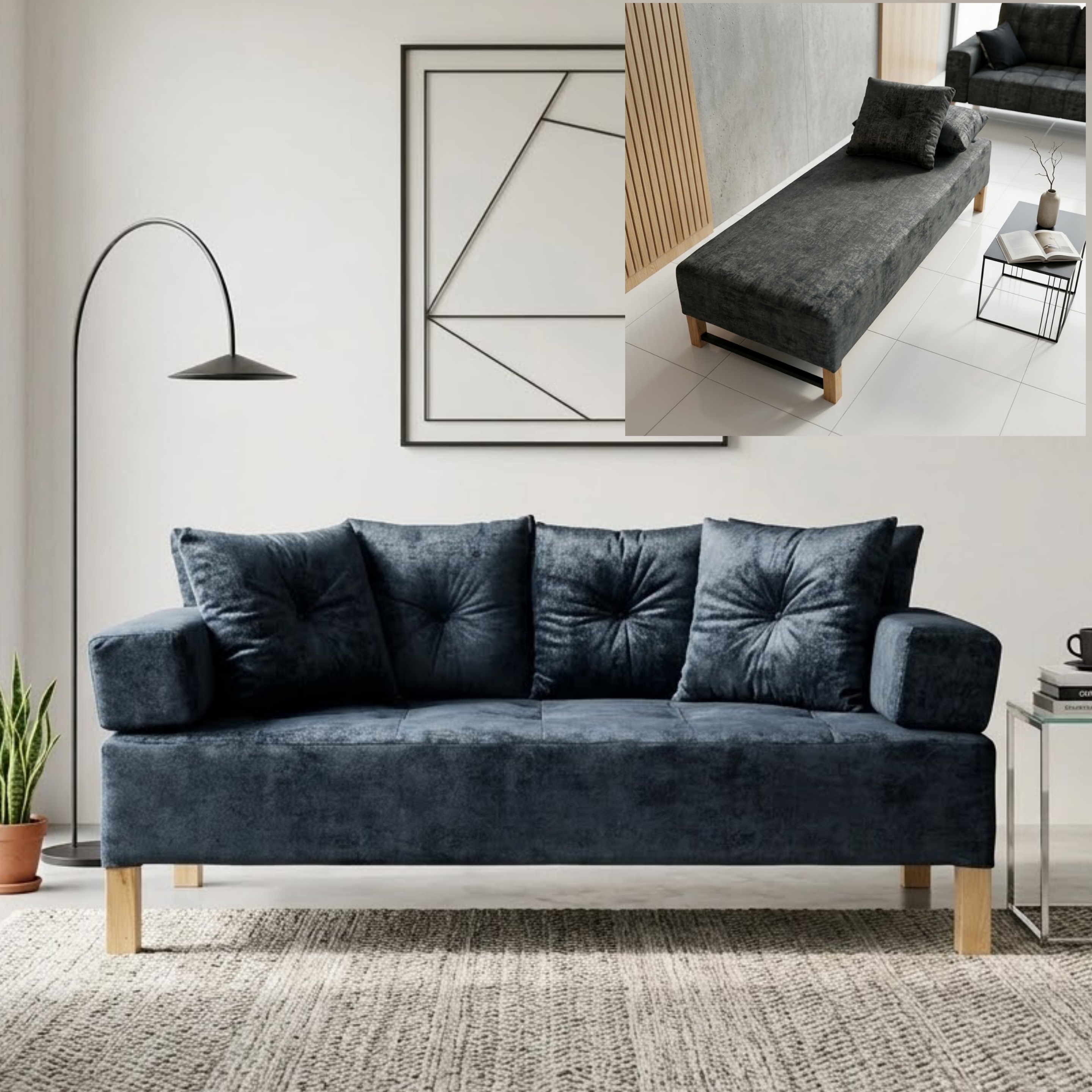 Couch Estudio con cojines 190